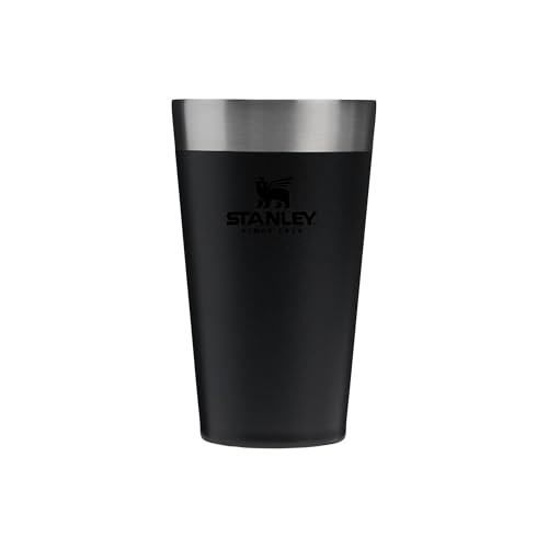 Stanley Adventure Stacking Beer Pint 0.47L - لیوان مسافرتی نوشیدنی ها را به مدت 4 ساعت سرد نگه می دارد - لیوان حرارتی استیل ضد زنگ - تا بی نهایت روی هم می ریزد - عایق خلاء دو جداره - قابل شستشو در ماشین ظرفشویی - مشکی