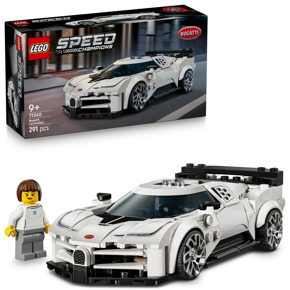LEGO Speed Champions Bugatti Centodieci Hyper Sports Car Toy - کیت مدل ماشین با مینی فیگور راننده - هدیه تولد برای پسران 9 سال به بالا - 77240