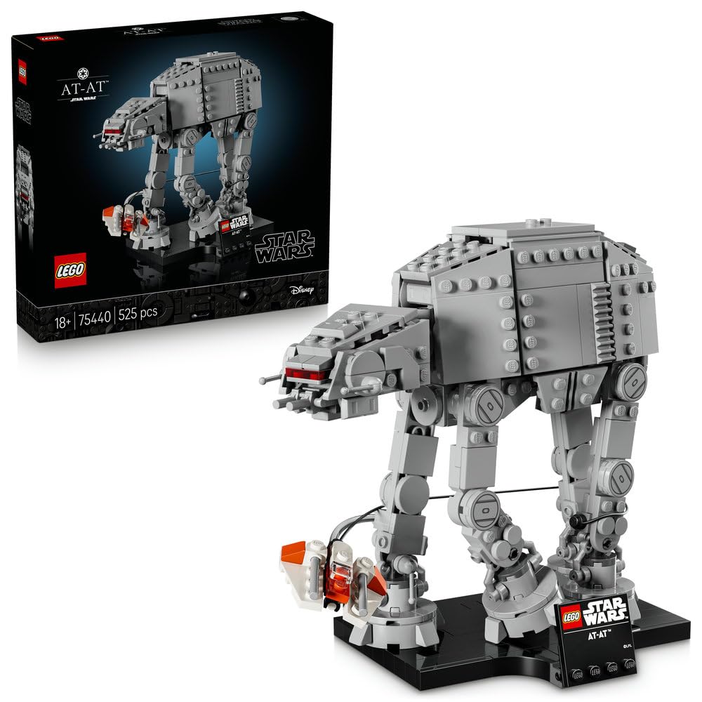 ست ساختمان LEGO Star Wars 75440 AT-AT برای بزرگسالان - کیت مدل نمایشگر با سرعت برف، پایه و پلاک نام - ایده دکور قفسه - هدیه کلکسیونی برای طرفداران امپراتوری ضربه می زند