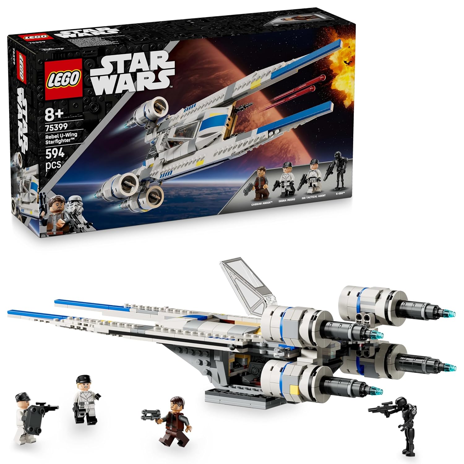 LEGO Star Wars: Andor Rebel U-Wing Starfighter Buildable Model Kit برای کودکان، اسباب بازی ساخت وسیله نقلیه، ست بازی آجری، هدیه کریسمس یا تولد برای پسران، دختران و طرفداران 8 ساله پلاس 75399