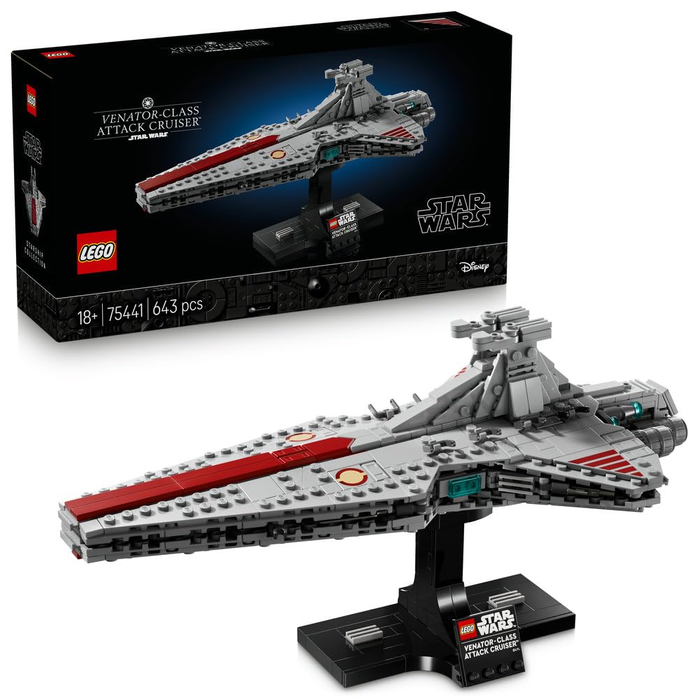 ست ساختمانی LEGO Star Wars 75441 Venator-Class Attack Cruiser برای بزرگسالان - کیت مدل کشتی ستاره جمهوری - دکور اتاق نشیمن و قفسه - هدیه کلکسیونی برای انتقام طرفداران سیث