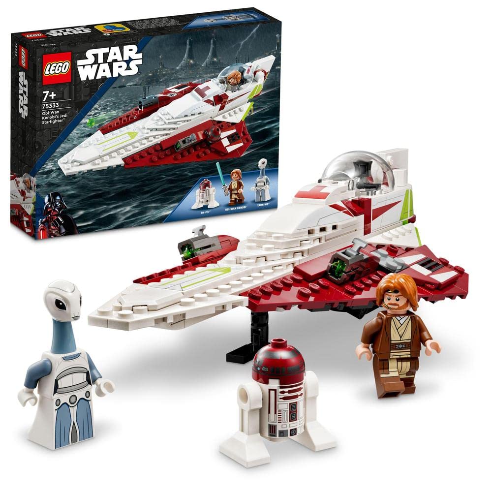 LEGO Star Wars Jedi Starfighter Obi-Wan Kenobi، اسباب بازی قابل ساخت برای پسران و دختران 7 ساله به علاوه، با Taun We Minifigure، Droid Figure و Lightsaber، Attack of the Clones Set, Gift Idea 75333 | ساخت اسباب بازی با Taun We، Droid Figure، Lightsaber، Attack of the Clone Warriors