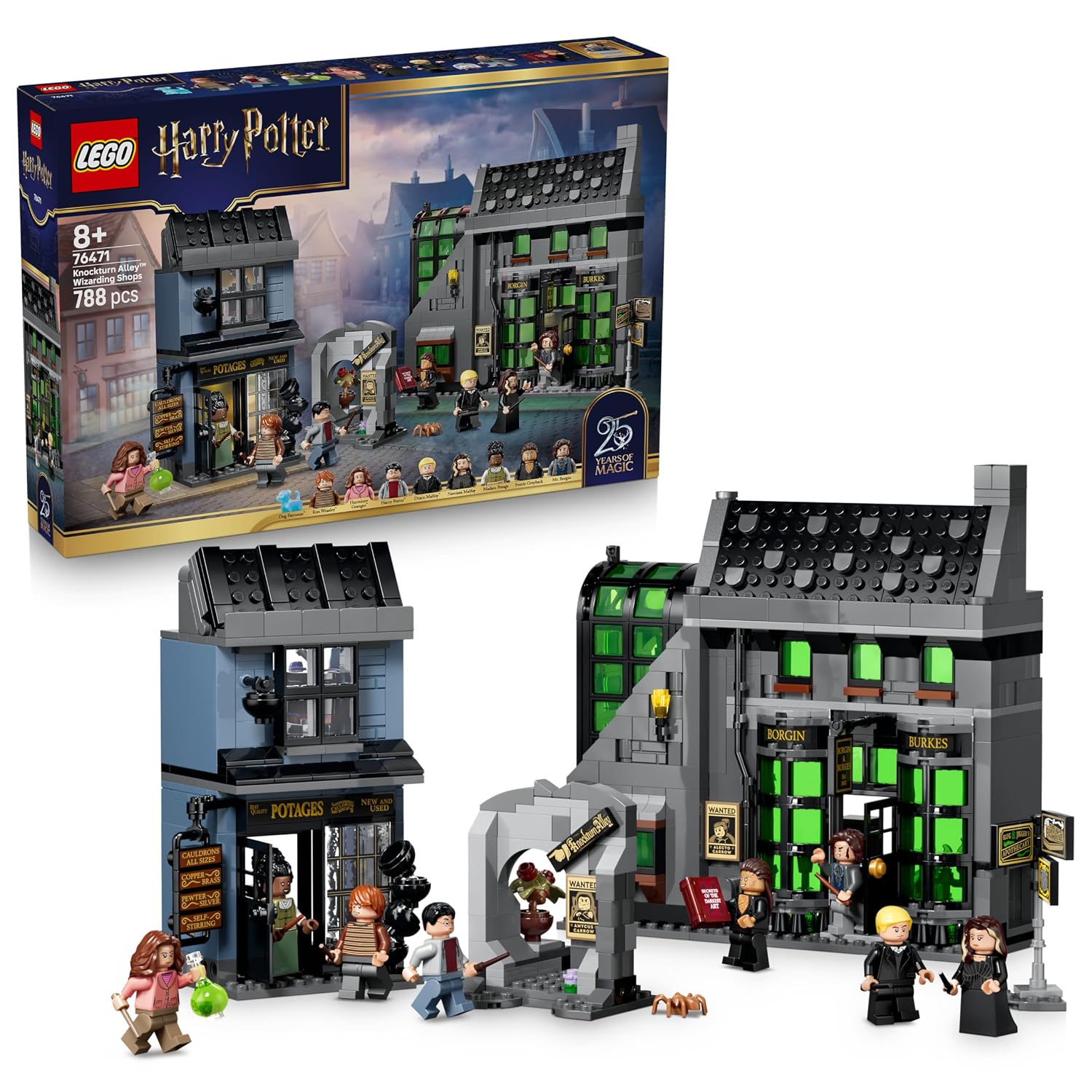 اسباب بازی LEGO Harry Potter Knockturn Alley Wizarding Shops - کیت مدل مینیاتوری با 8 مینی فیگور و حامی کلکسیونی - دکور اتاق کودکان - هدیه برای دختران، پسران و طرفداران بالای 8 سال - 76471