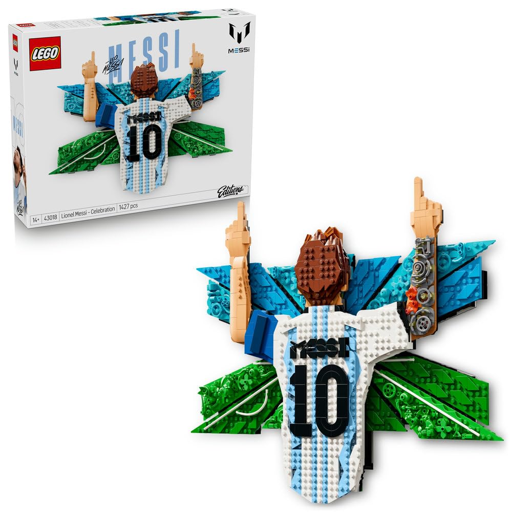 LEGO Editions Lionel Messi - جشن - ست دیواری سه بعدی DIY برای دکوراسیون اتاق خواب کودکان - هدیه فوتبال برای پسران نوجوان، دختر و بزرگسال 14 ساله - 43018