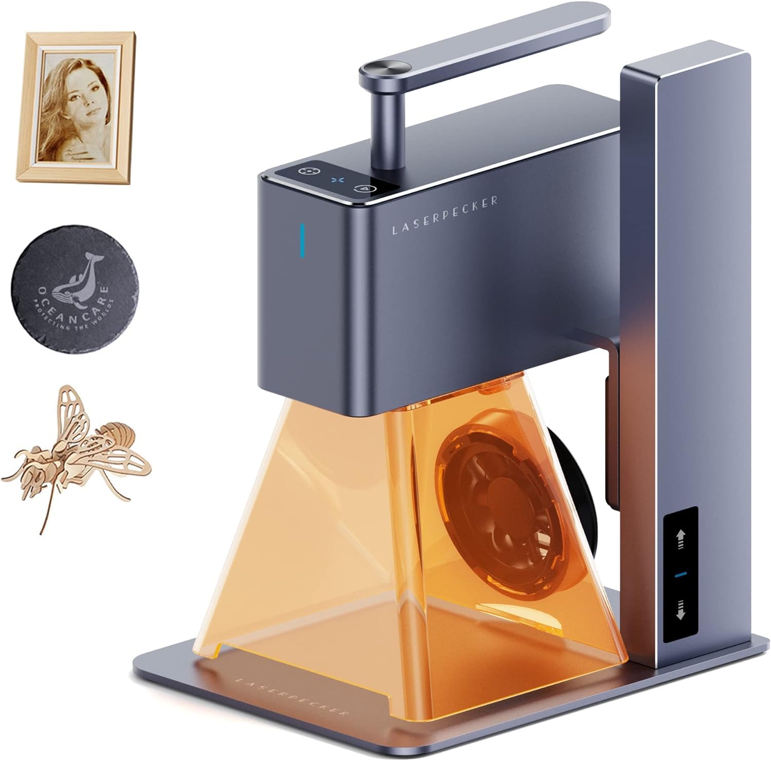 حکاکی لیزری دستی LaserPecker LP2، دستگاه حکاکی قابل حمل 1 کیلوگرمی برای چوب/چرم/فلز روکش شده، سرعت 36000 میلی متر در دقیقه و دقت 0.05 میلی متر، حکاکی چند زاویه، مجموعه پایه