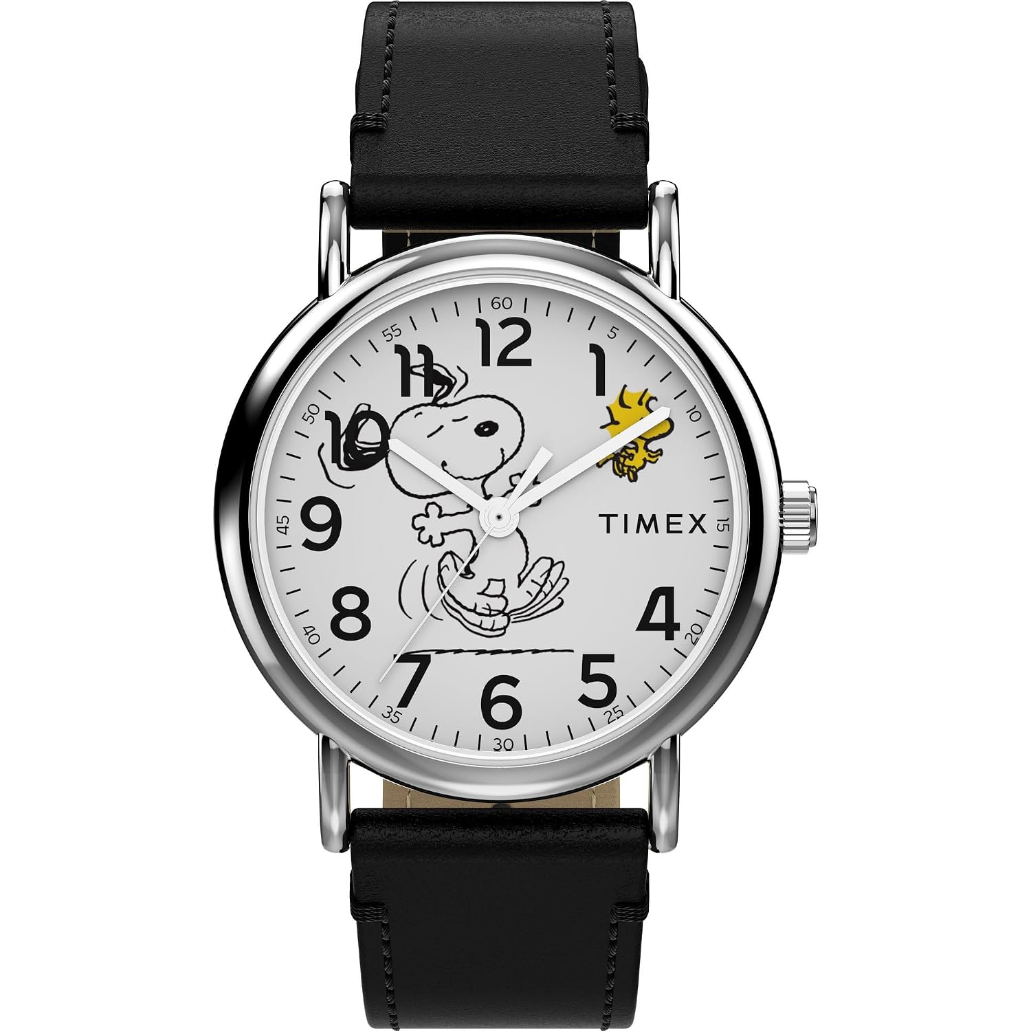 ساعت 38 میلیمتری Timex Unisex Peanuts Weekender - قاب بند مشکی صفحه سفید رنگ نقرهای