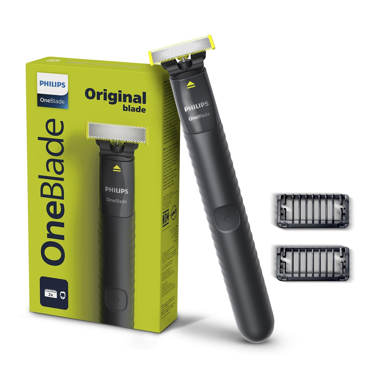 برش، لبه و اصلاح Philips OneBlade QP1424/10، 2 عدد شانه کلش کلیکی (1، 3 میلی متر)، قابل شارژ، استفاده مرطوب و خشک - گارانتی بین المللی