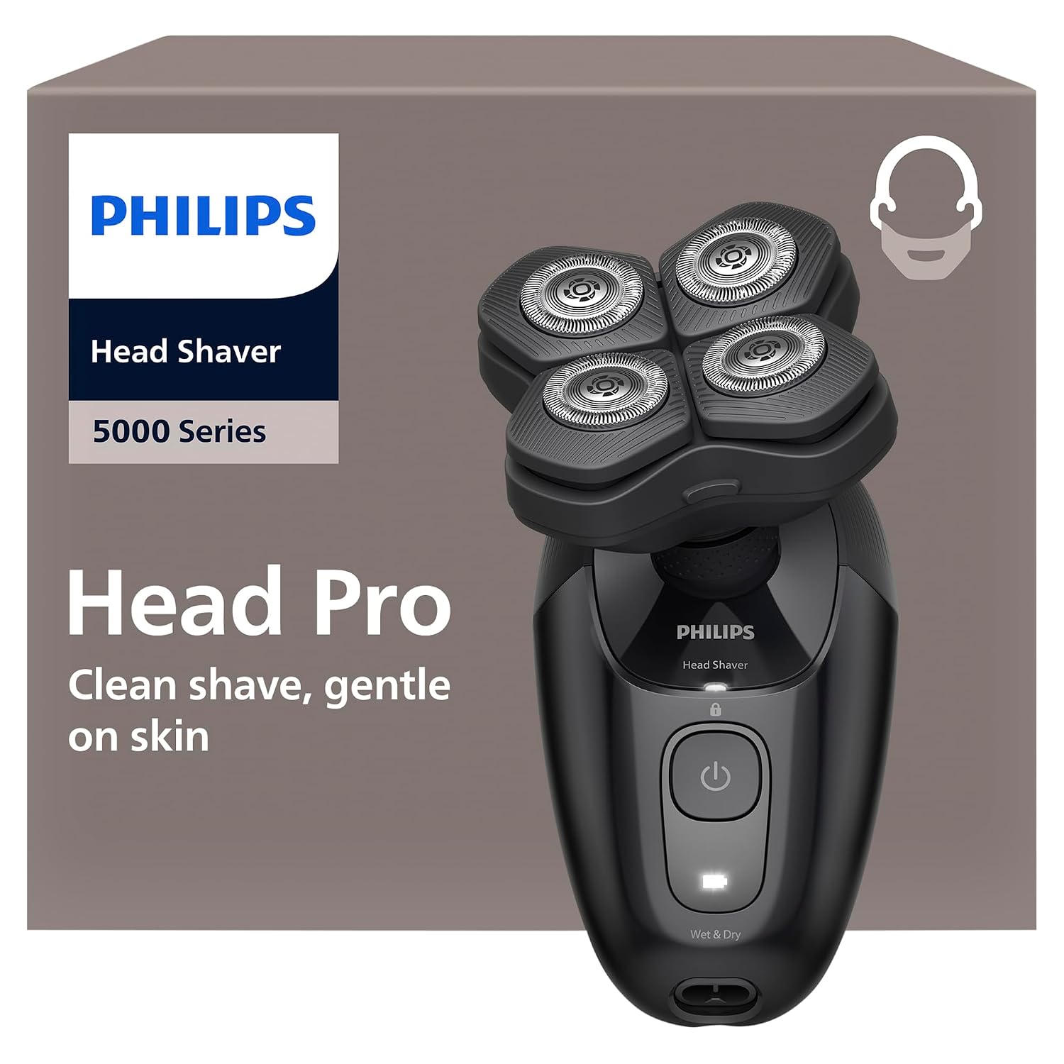 Philips Head Shaver Pro 5000 Series - Skull Shaver برای مردان و زنان، تیغه های خمش 360 درجه سر و ComfortCut برای اصلاح تمیز، ملایم با پوست، مدل HS5980/15