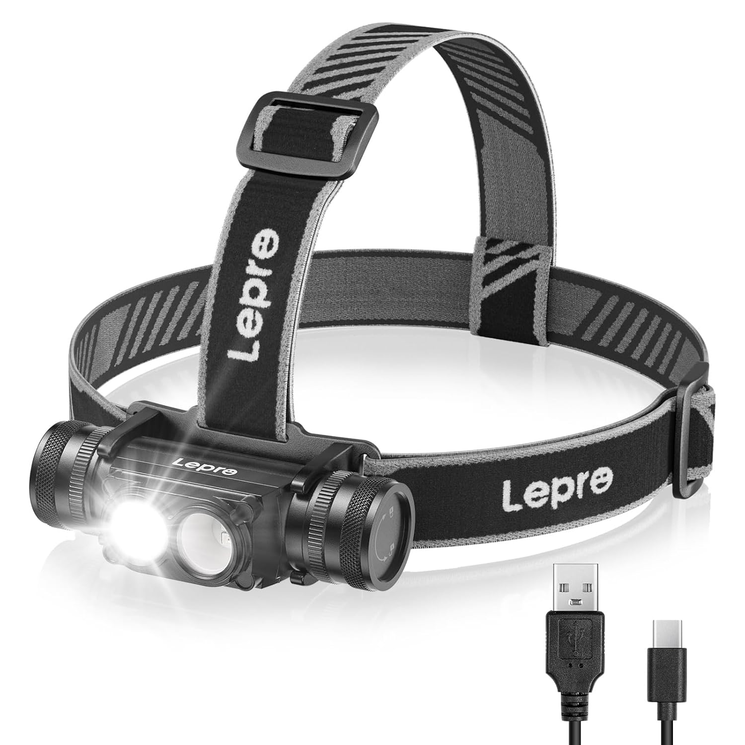 چراغ پیشانی شارژی لپرو 1000 لومن مشعل سر LED فوق العاده قدرتمند با چراغ قرمز 6 حالت روشنایی IP65 چراغ سر LED ضد آب برای ماهیگیری کمپینگ دوچرخه سواری