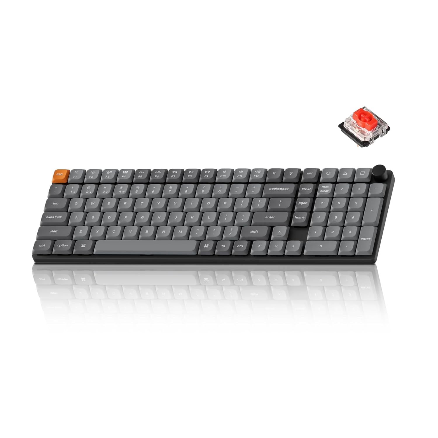 صفحهکلید مکانیکی سیمدار QMKLauncher Ultra-Slim WirelessType-C K17 Max 96 با نور پسزمینه RGB، سوئیچ مکانیکی قرمز رنگ با مشخصات پایین Gateron سازگار با ویندوز مک