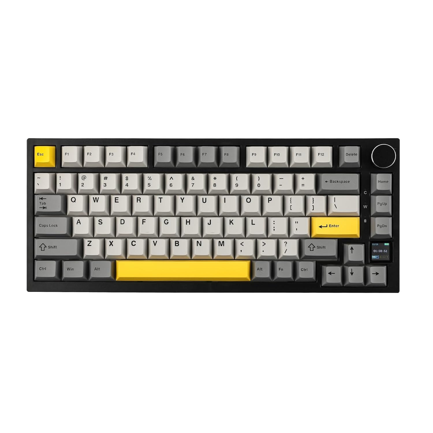 صفحهکلید مکانیکی واشر Ajazz AK820 Pro 75 با صفحهنمایش TFT با 3 حالت بلوتوث 5124G بیسیم نوع C سیمی فومهای مرطوب کننده صدا سوئیچ هدیه خاکستری Ajazz