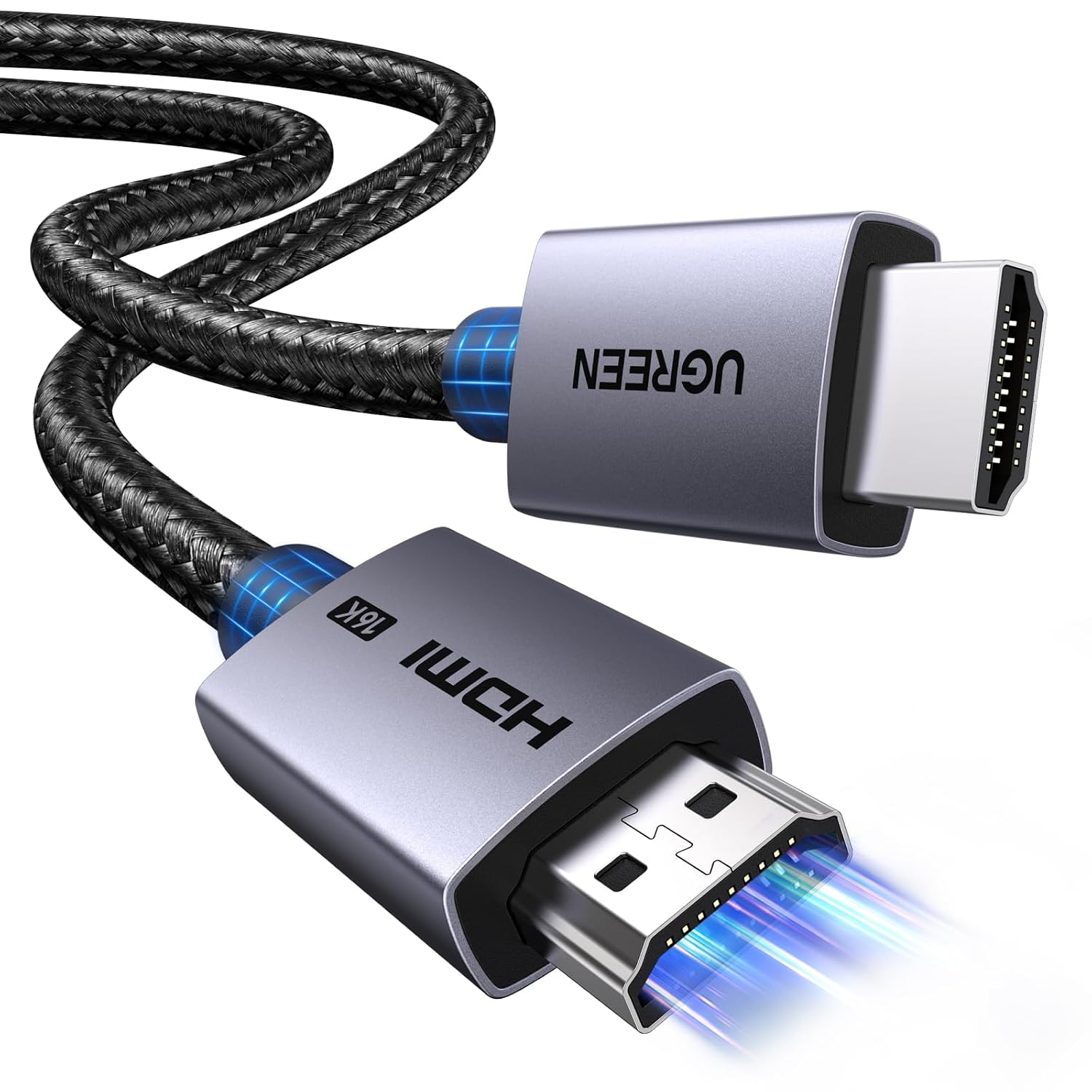 UGREEN 16K 8K 4K HDMI 2.2 Cable 96 Gbps سازگار با مانیتور تلویزیون PS5 2M | بند ناف بافته نر به نر از محفظه آلومینیومی 16K@60Hz 12K@120Hz 8K@240Hz 4K@480Hz eARC VRR QFT پشتیبانی می کند