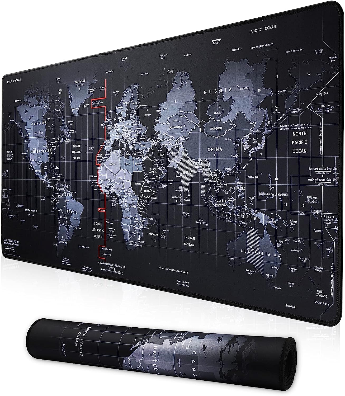 پد ماوس بازی SKY-TOUCH 90x40cm، تشک ضد لغزش، پایه لاستیکی موس پد نقشه جهانی و لبه های دوخته شده برای Gamers Office