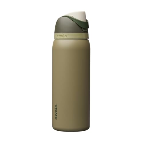 بطری آب استیل Owala FreeSip مدل C08792، ظرفیت ۳۲ اونس (۹۵۰ میلیلیتر)، رنگ سبز Off Road