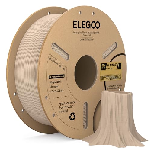 فیلامنت Wood PLA ELEGOO قطر 1.75 میلیمتر – رول 1 کیلوگرمی با پودر چوب و ظاهر طبیعی
