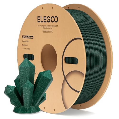فیلامنت PLA ELEGOO قطر 1.75 میلیمتر رنگ Sparkle Green – رول 1 کیلوگرمی با جلوه اکلیلی