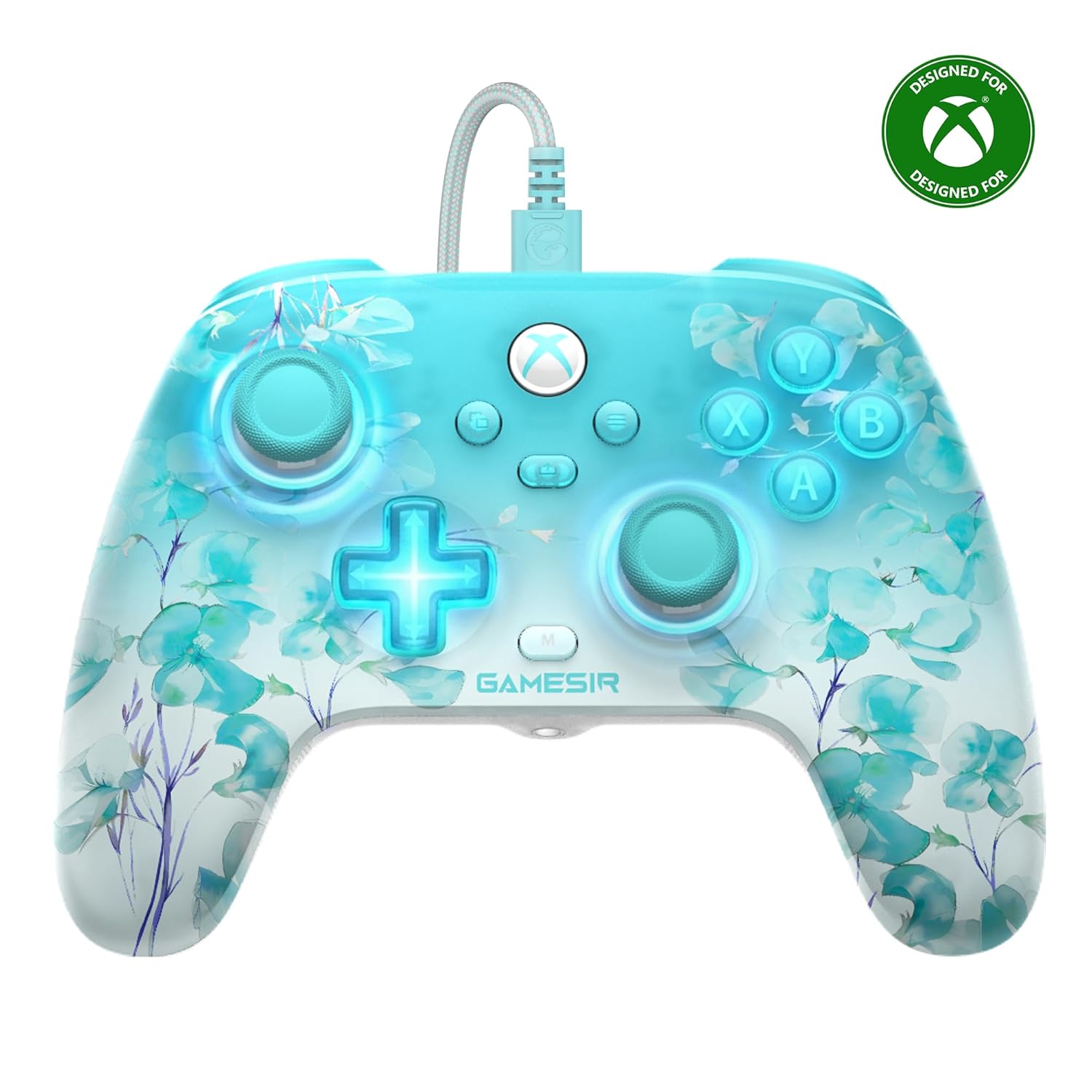 کنترلر سیمی گلدار GameSir T7 Pro برای Xbox Series X|S، Xbox One و رایانه شخصی، جوی استیک جلوه هال، نورپردازی RGB، دکمه های برگشت، استاپ های ماشه، گیم پد USB-C برای Windows 10/11 و Steam
