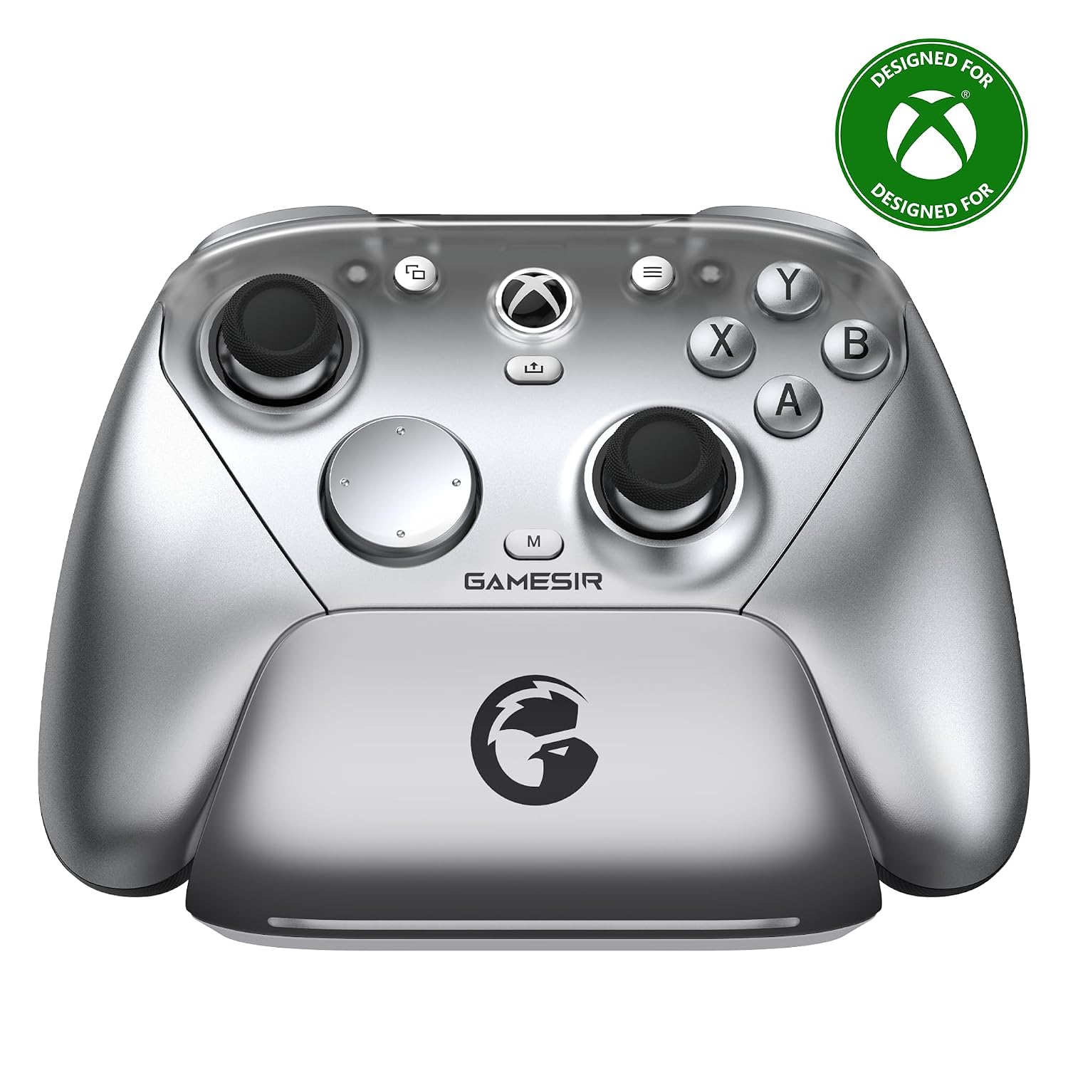 کنترلر رایانه بی سیم GameSir G7 Pro Esports، سیمی برای Xbox Series X/S، صفحه بازی سه حالته با ایستگاه شارژ، استیک های ضد رانش TMR، تریگرهای جلوه هال، رای گیری 1000 هرتز، نقره ای متالیک