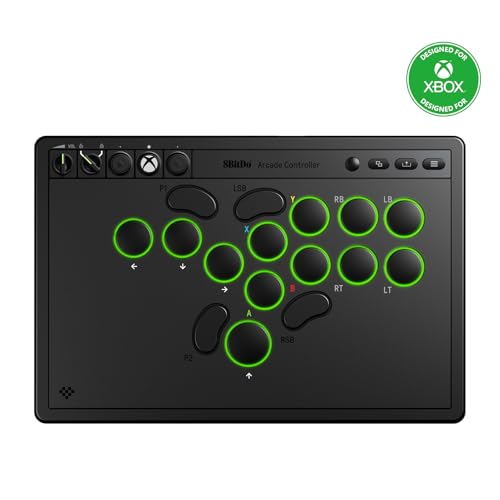 کنترلر Arcade All-Button 8BitDo برای Xbox Series X|S، Xbox One و PC، بیسیم 2.4G، سوئیچهای مکانیکی با مشخصات پایین، دکمههای قابل برنامهریزی، PCB قابل تعویض داغ، نورپردازی RGB - دارای مجوز رسمی