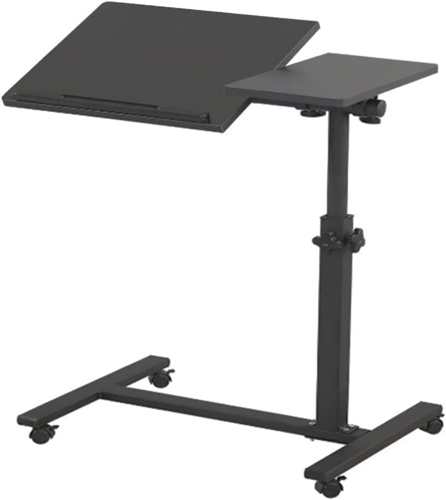 میز رومیزی XICEN برای چرخ دستی لپ تاپ کج میز کنار تخت میز روتختی میز رو تختی میز رو تخت با چرخ میز پایه لپ تاپ قابل تنظیم میز کنار مبل مشکی