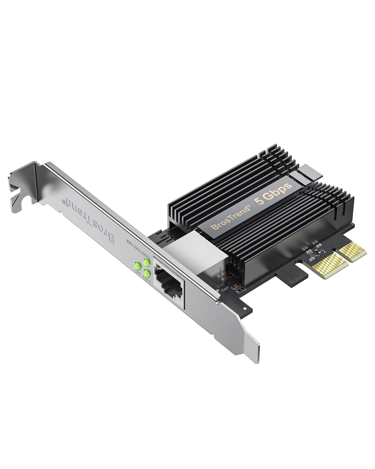 کارت شبکه 5 گیگابایتی PCIe BrosTrend، کارت اترنت PCIe با مشخصات بسیار پایین، آداپتور شبکه PCI Express فقط برای رایانه شخصی Windows 11/10 و Windows Server 2022، محافظت در طول عمر کارت NIC PCIe تا 5 گیگابیتی