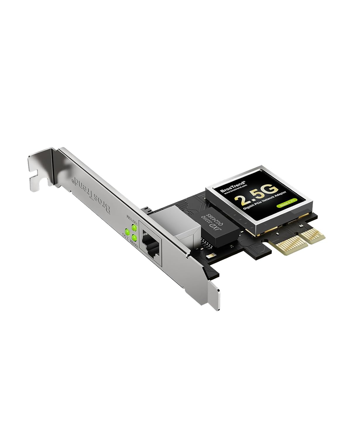 کارت شبکه 2.5 گیگابایتی BrosTrend، آداپتور شبکه PCIe RJ45 NIC با براکت بسیار کم کارت اترنت گیگابیتی PCI Express برای Windows 11/10/8.1/8/7/XP، ویندوز سرور... حفاظت در طول عمر محدود