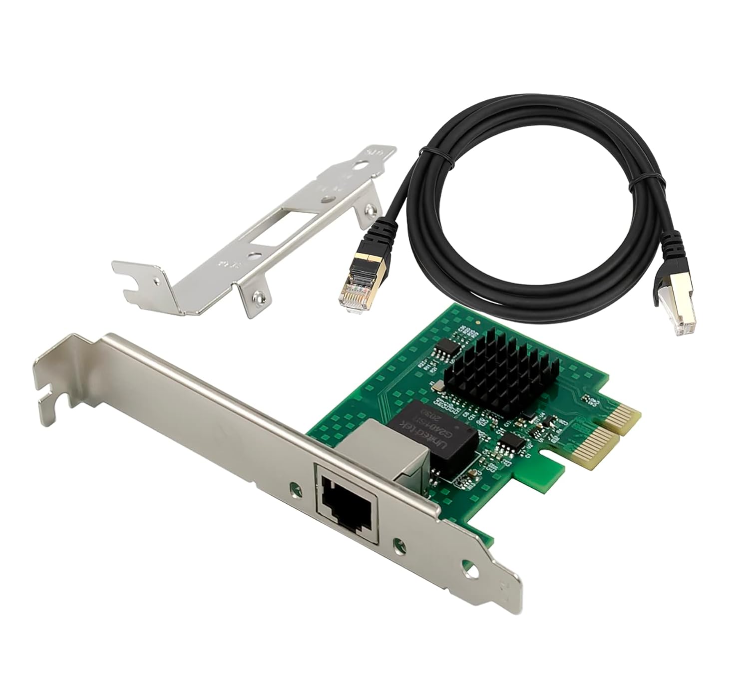 آداپتور شبکه 2.5GBase-T PCIe 3.1 با کابل اترنت اینتل I225-V+3ft Cat8 2500/1000/100Mbps کارت اترنت PCI Express Gigabit RJ45 LAN برای ویندوز 10/11 با براکت کم مشخصات