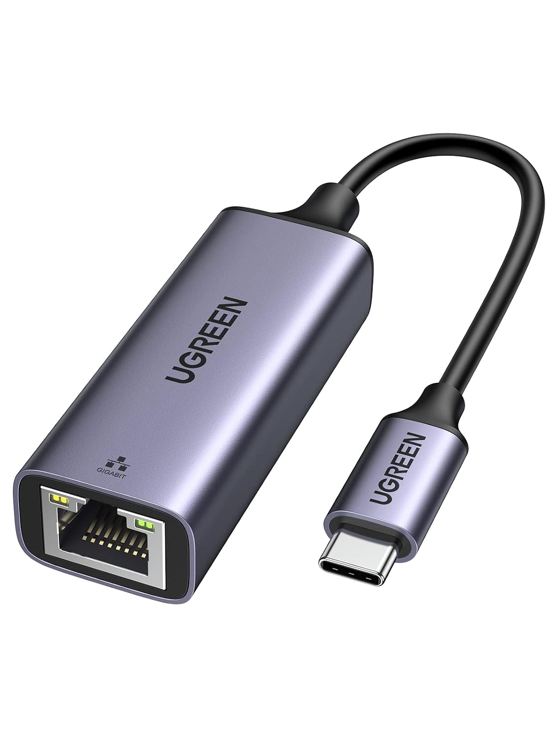 آداپتور USB C به اترنت 1000 مگابیت بر ثانیه RJ45 بدون درایور خاکستری USB-C به RJ45 آداپتوربازی جریانی شبکه پایدار محفظه آلومینیومی سازگار با MacBookiPhone17SwitchPS5XPS