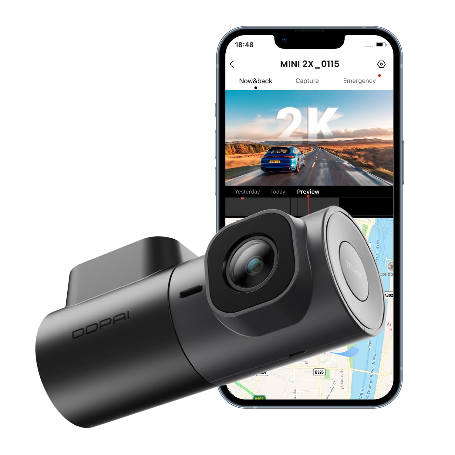 DDPAI 2K Dash Cam for Cars جلو، دوربین داشکم 1440P داشکم ماشین 360 درجه قابل چرخش با دید در شب مانیتور پارکینگ 24 ساعته 5G Wifi G-Sensor ADAS Loop Recording App Control Max 256G, MINI2X