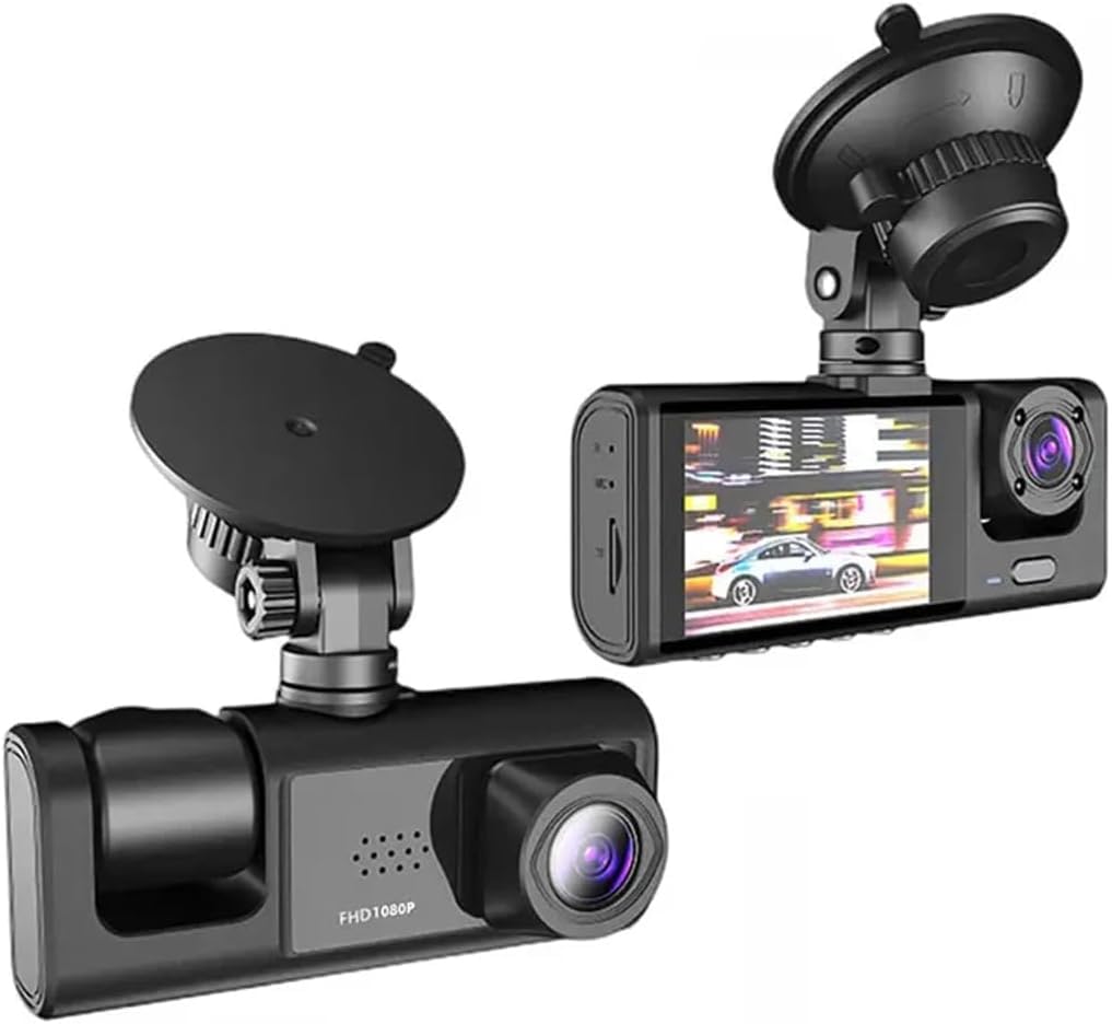 خرید سریع Baideluo 1080P HD سه لنز داش کم با دوربین جلو، داخلی و عقب، دید در شب، سنسور G، ضبط حلقه، کارت حافظه 32 گیگابایت، DVR با زاویه دید عریض برای اتومبیل، کامیون و شاسی بلند