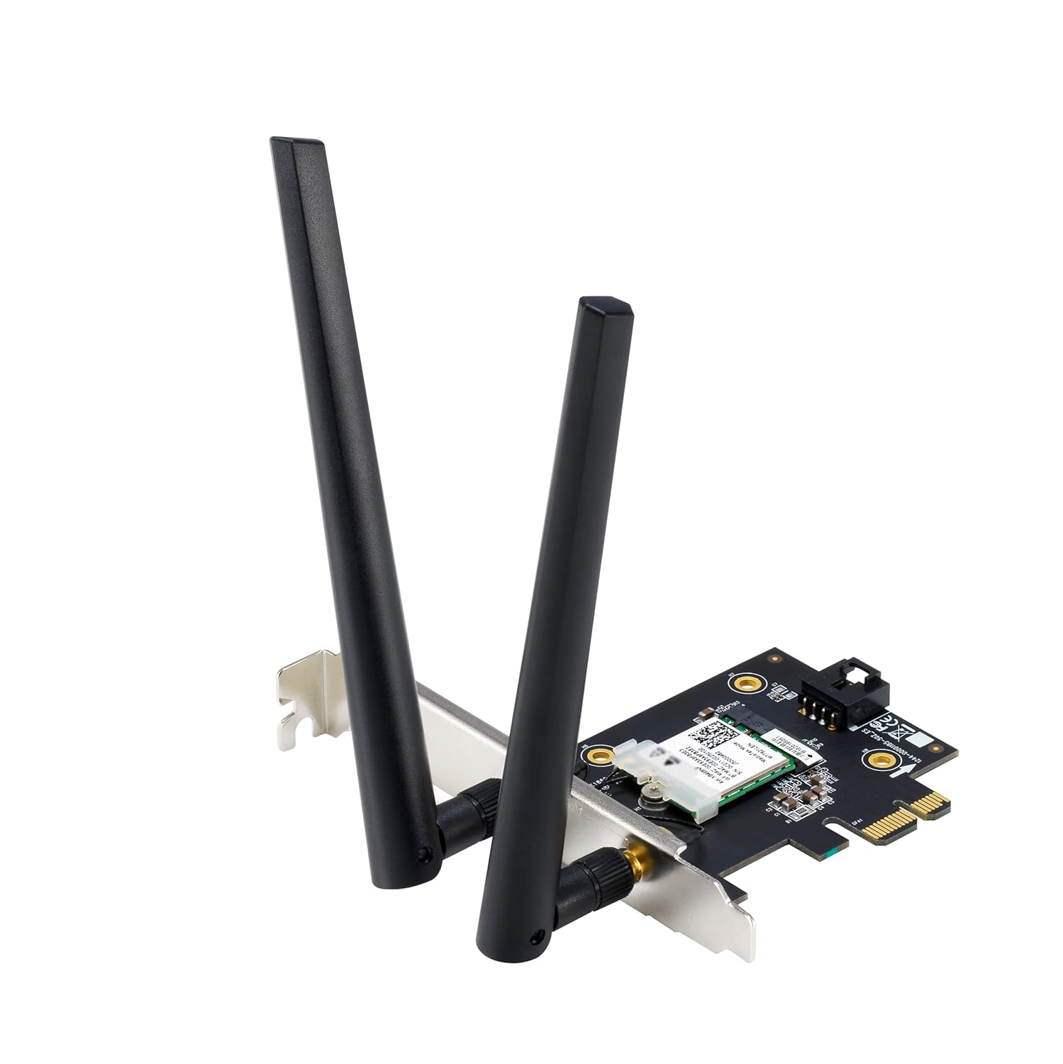 آداپتور ASUS PCE-AX1800 WiFi 6 (802.11ax) با 2 آنتن خارجی، پشتیبانی از نرخ کل داده تا 1800 مگابیت بر ثانیه، بلوتوث 5.2، امنیت شبکه WPA3، OFDMA و MU-MIMO - مشکی