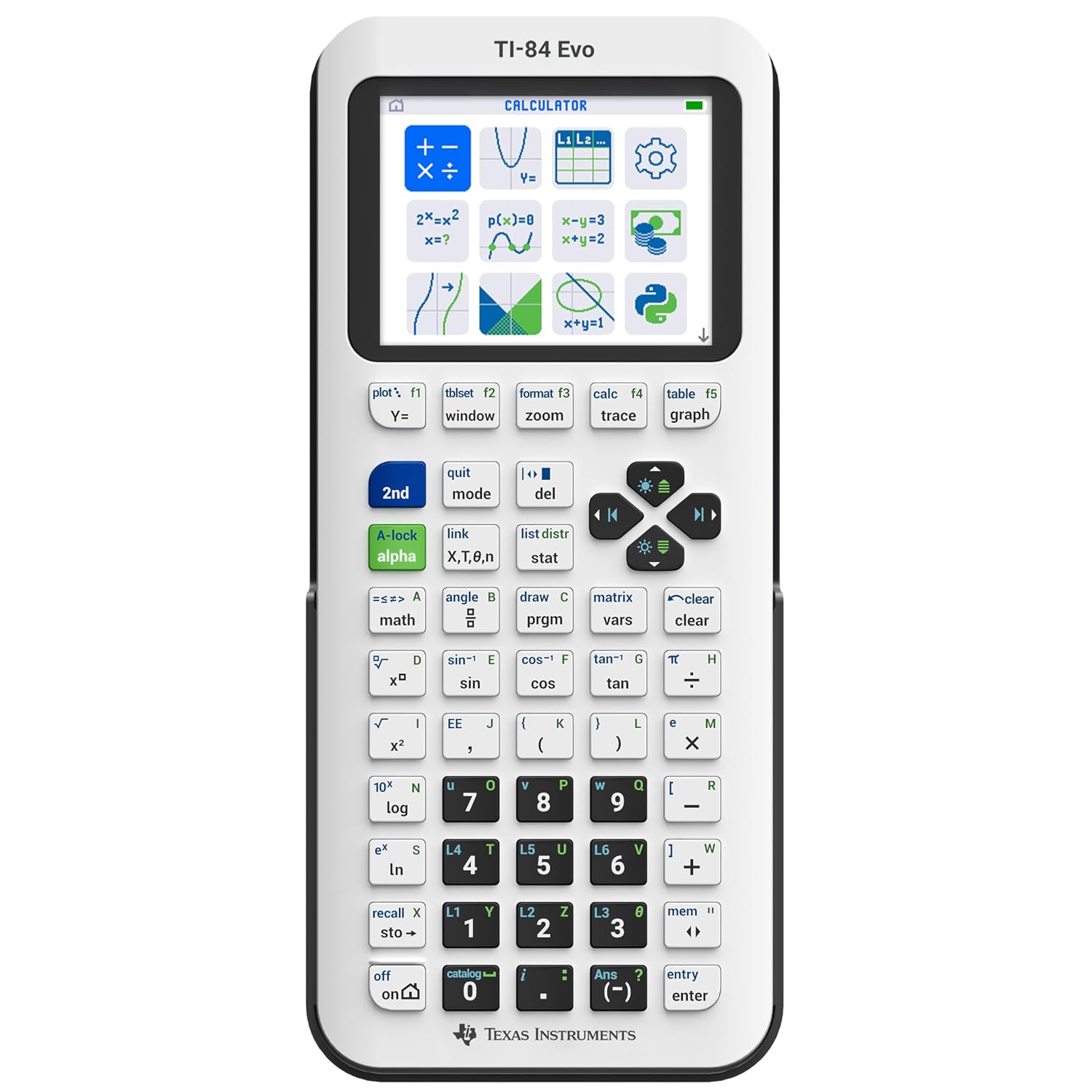 ماشین حساب گرافیکی Texas Instruments TI-84 Evo | شارژ USB-C، برنامه نویسی پایتون، عملکرد سریعتر، نمودارهای بزرگتر از TI-84 Plus CE