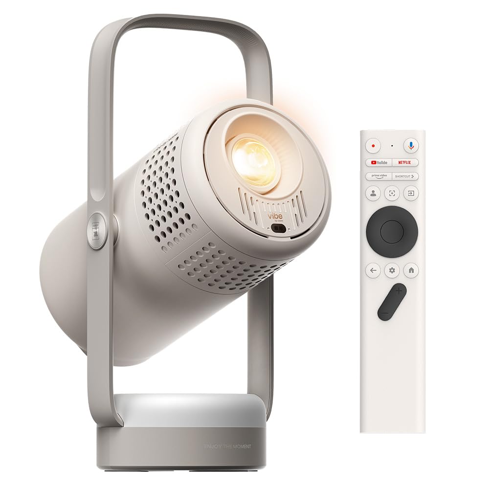 پروژکتور قابل حمل هوشمند XGIMI Vibe One Mini 1080P، Google TV با مجوز Netflix، صدا توسط JBL، باتری داخلی، فوکوس خودکار کیستون خودکار، پروژکتور فیلم در فضای باز HD برای خانه (Cloud Ash)