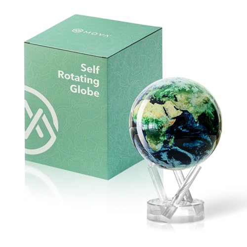 MOVA Globe Earth with Clouds 4.5 اینچی با پایه، گلوب چرخان خورشیدی بدون نیاز به باتری یا آکورد، هدیه و تزئینات منحصر به فرد