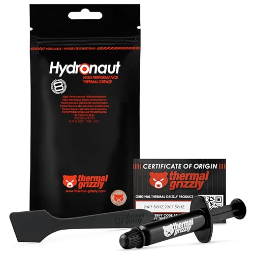 خمیر حرارتی Thermal Grizzly Hydronaut مدل ۱ گرمی، رسانایی حرارتی بالا، مناسب خنککنندههای بادی و آبی CPU و GPU