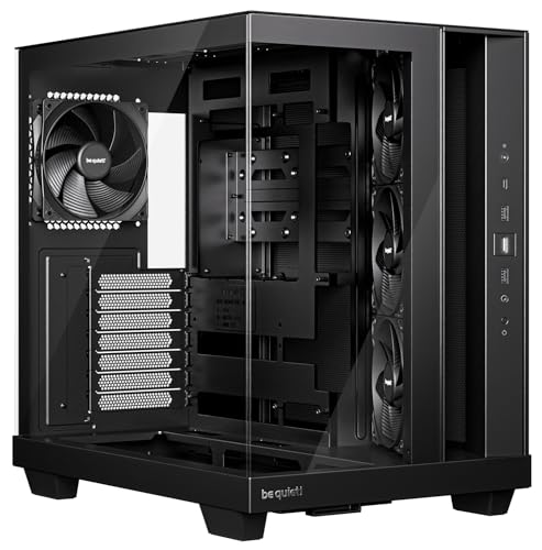 ساکت باش قاب کامپیوتری پایه Light 500، پنل جلو و کناری تمام پنجره، جعبه نمایش، طراحی دو محفظه، 4 بال خالص، 3 فن PWM، بدون RGB، طراحی کانکتور پشتی