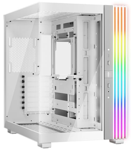 ساکت باش Light Base 600 DX White Case PC، نمای پانوراما خیره کننده، نمایش کیس، طراحی محفظه دوگانه، نوار LED جامد ARGB، قابل استفاده معکوس و افقی، طراحی کانکتور پشتی