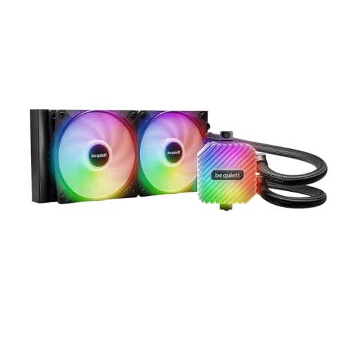ساکت باش خنک کننده آب سیاه 240 میلی متری نور برای سیستم های اورکلاک، 2 x Light Wings LX 120 mm PWM فن ARGB پرسرعت، بلوک خنک کننده ARGB شیک، با هاب ARGB PWM، خنک کننده فوق العاده بالا
