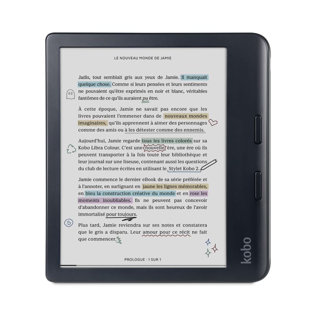 رنگ کوبو لیبرا | کتابخوان الکترونیکی | نمایشگر 7 اینچی بدون تابش نور E Color E Ink Kaleido™ 3 | گزینه حالت تاریک | کتاب های صوتی | ضد آب | 32 گیگابایت فضای ذخیره سازی | مشکی