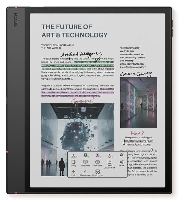 تبلت E-Ink BOOX Note Air5 C 10.3 | Android 15 | 6 گیگابایت رم + 64 گیگابایت | قلم Pen3 گنجانده شده است | بسته: قاب + نکات قلم اضافی (5 نکته قلم در جعبه)