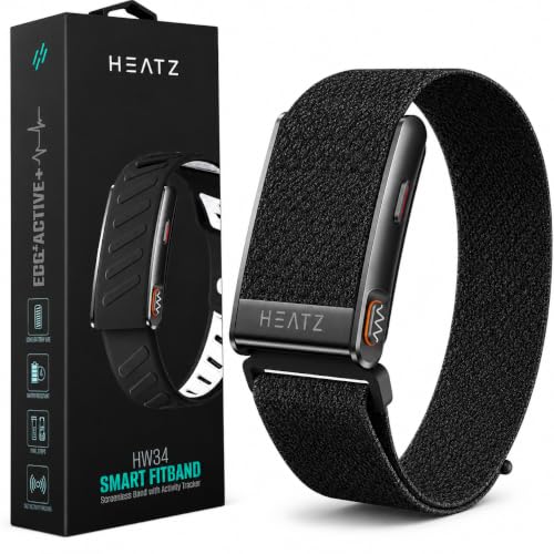 FitBand هوشمند HEATZ HW34 با مانیتورینگ سلامت ECG، 120+ حالت ورزشی، 3ATM مقاوم در برابر آب، دو بند (سیلیکون + نایلون)، اکسیژن خون، ردیابی ضربان قلب و خواب، عمر طولانی باتری