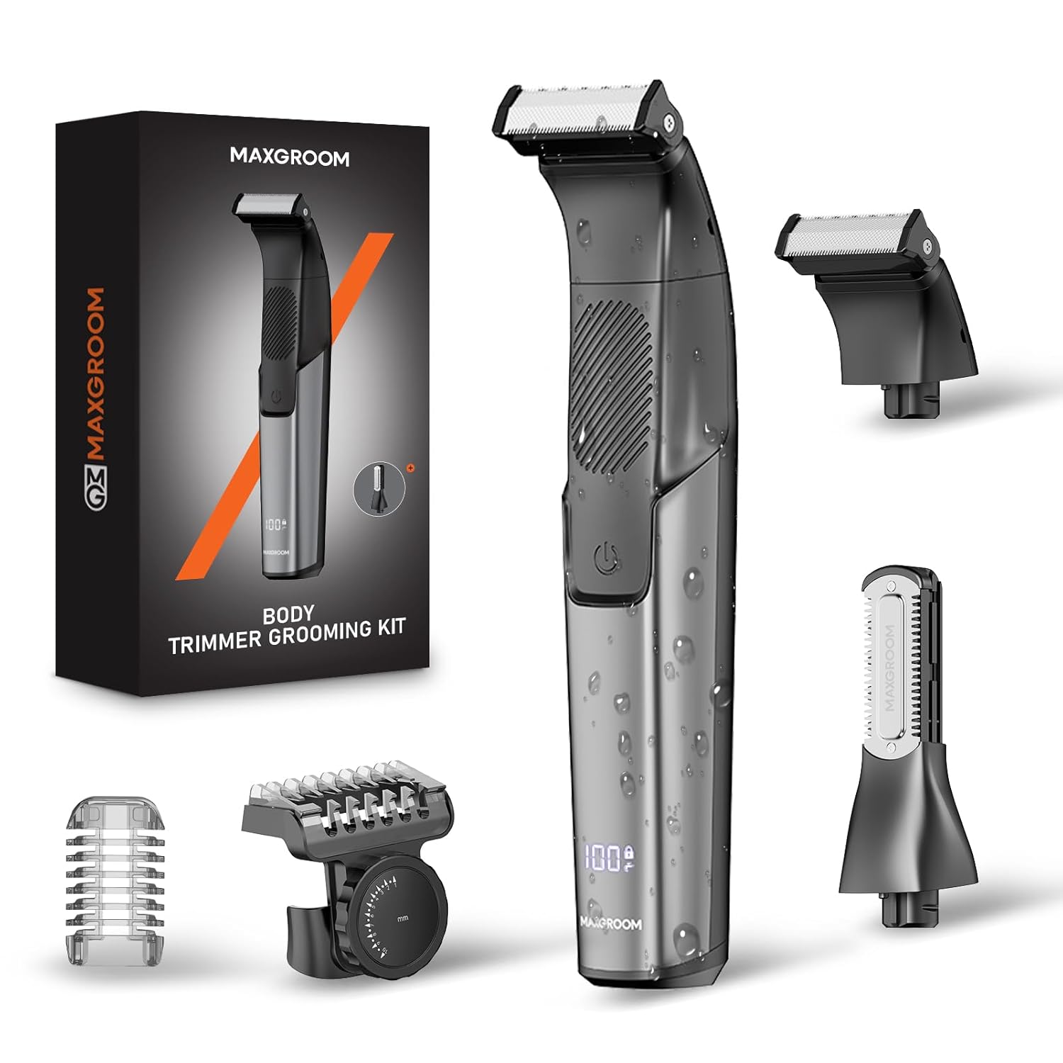 اصلاح کننده موی بدن MAXGROOM Manscape برای مردان - تیغ برقی 2 در 1 ریش تراش موی مرطوب ضدآب اصلاح کننده برای موهای ناحیه کشاله ران ناحیه تناسلی