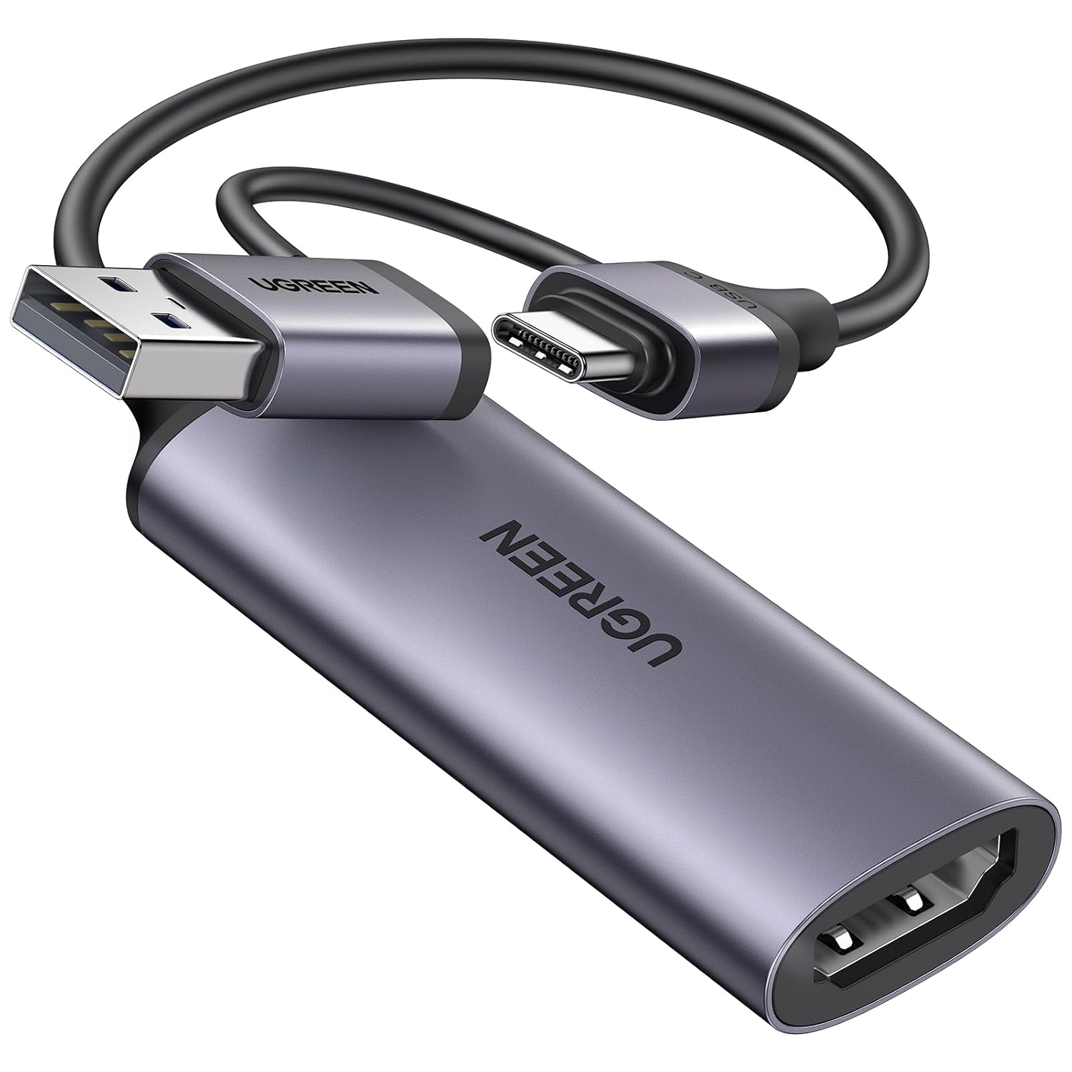 کارت فیلمبرداری UGREEN 4K HDMI به USB A/USB C برای پخش زنده آیفون | کارت فیلمبرداری، کارت ضبط بازی، ورودی 4K و 1080P@60HZ، سازگار با PS5/PS4/XBOX/سوئیچ/دوربین/لپ تاپ/iPad