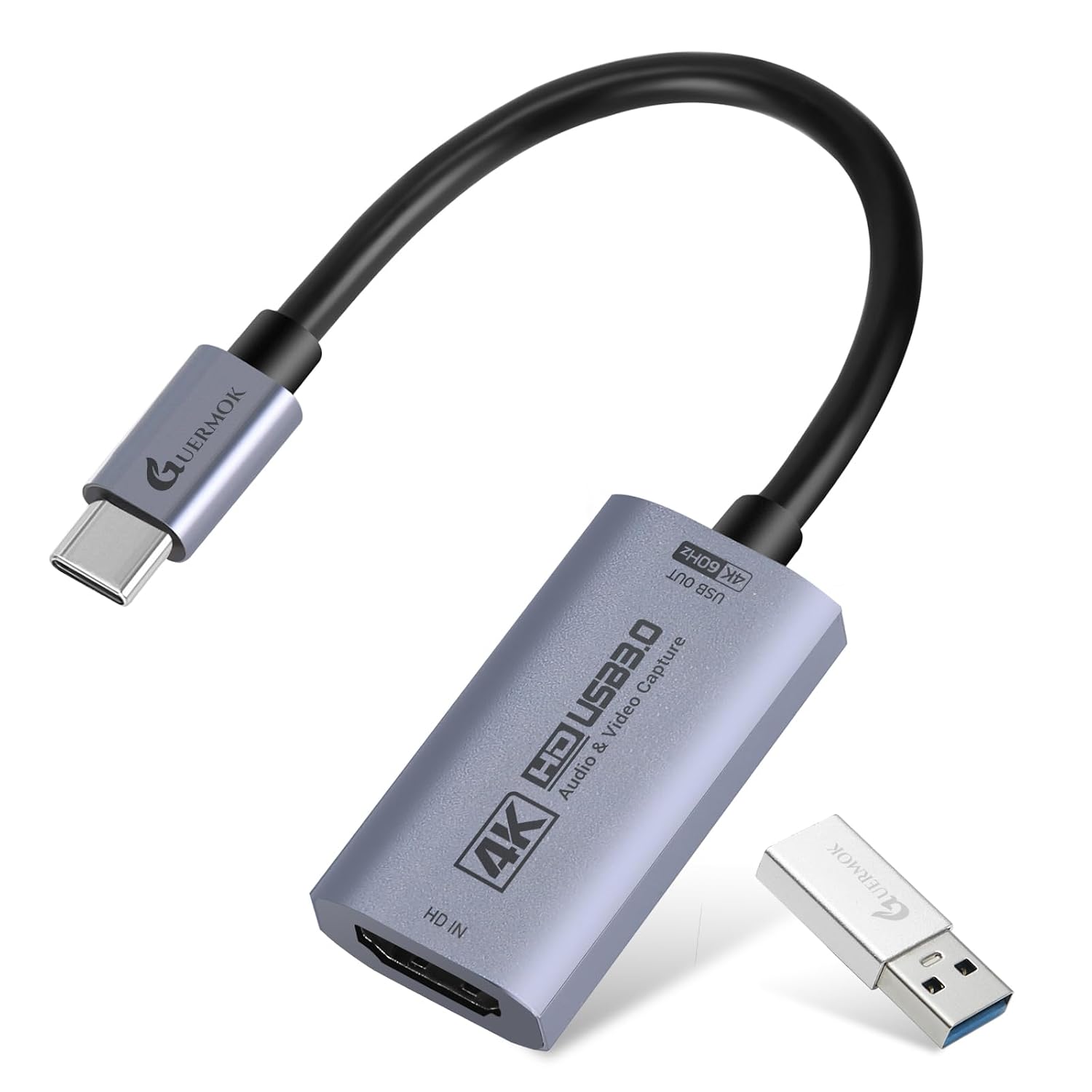 کارت ضبط HDMI Guermok، کارت فیلمبرداری USB 3.0 HDMI به USBC، 4K60FPS | کارت ضبط 2K 120 فریم در ثانیه برای استریم، با iPad، سوییچ 2/1، PS5/4، Xbox، Quest 3، Mac OS، Windows، Zoom، OBS، دوربین کار می کند