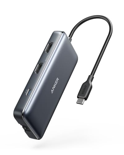 داک استیشن لپتاپ Anker هشتکاره USB-C با دو خروجی HDMI، پشتیبانی 4K و توان ۸۵ وات مدل A83800A1