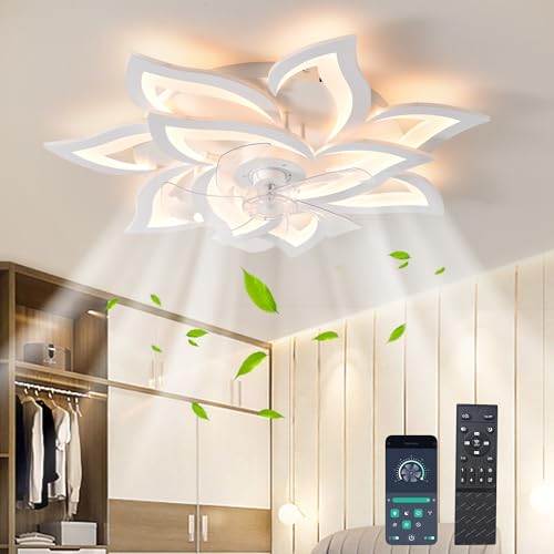 پنکه سقفی GEADI با چراغ و ریموت، LED قابل تنظیم، 6 سرعته، سفید