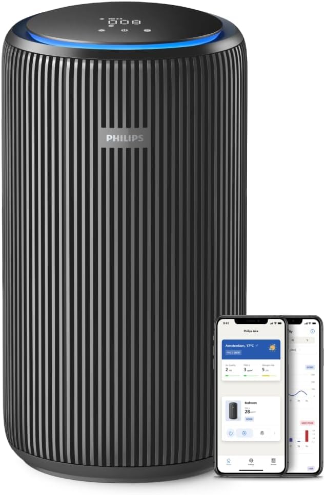 دستگاه تصفیه هوای سری 4200 ورسونی فیلیپس، HEPA NanoProtect + فیلتر کربن فعال دوگانه، CADR 600 m³/h برای 156 متر مربع، فوق العاده بی صدا، هوشمند و کارآمد انرژی (AC4221/11)