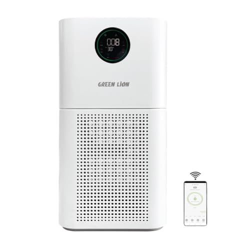 تصفیه کننده هوای هوشمند Green Lion برای خانه اتاق خواب، فیلتر HEPA H13 با سنسور کیفیت هوای هوشمند PM2.5، حذف 99.97٪ گرده آلرژی گرد و غبار حیوان خانگی، صفحه نمایش لمسی OLED، برای خواب بهتر
