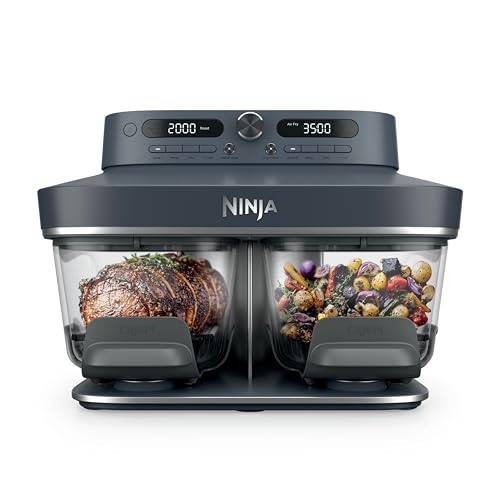 سرخکن بدون روغن Ninja Crispi DualZone مدل DD101BL1، دو محفظه 4 لیتری