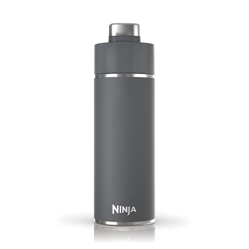 بطری و فلاسک آب Ninja Thirsti 700 میلی لیتری با درب ضد نشت، طراحی شده برای نوشیدنی های گازدار، گرم و سرد، ایده آل برای سفر و ورزش، عایق سه گانه، بطری فولادی ضد زنگ، خاکستری، DW2401EUUKGY